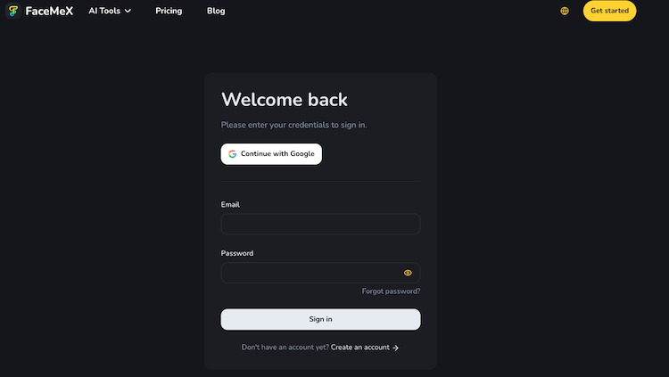 step 1 login facemex